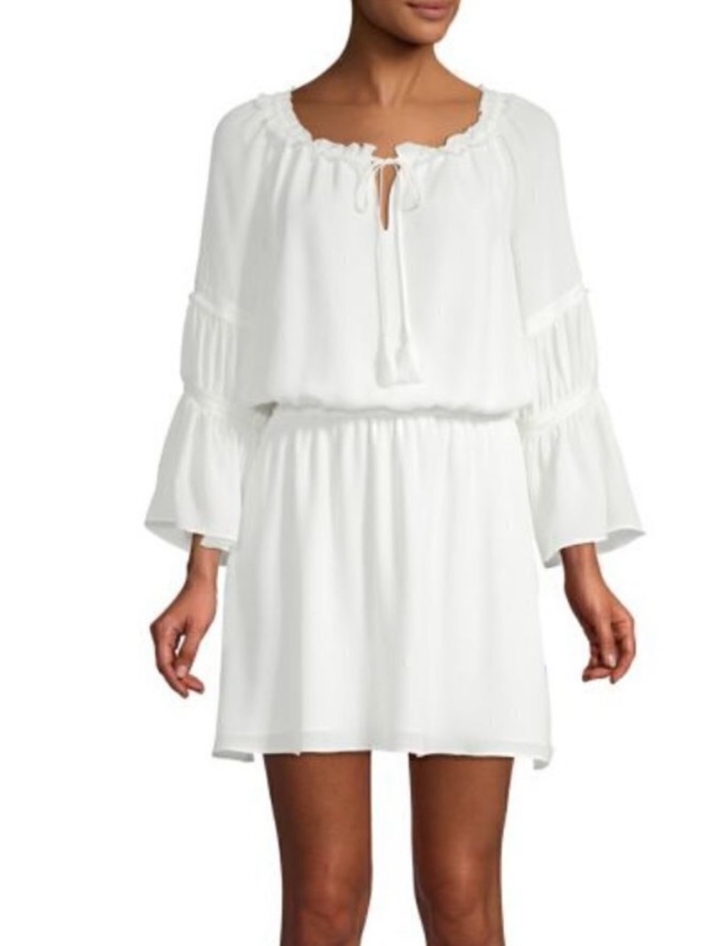 Ramy Brook White Long-Sleeve Mini Dress